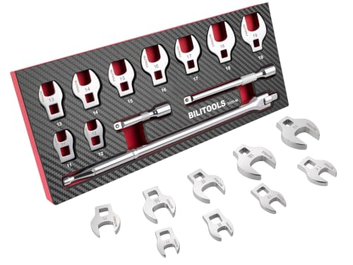 12PCS 3/8" Drive Metric Crowfoot Wrench Set with Breaker Bar
