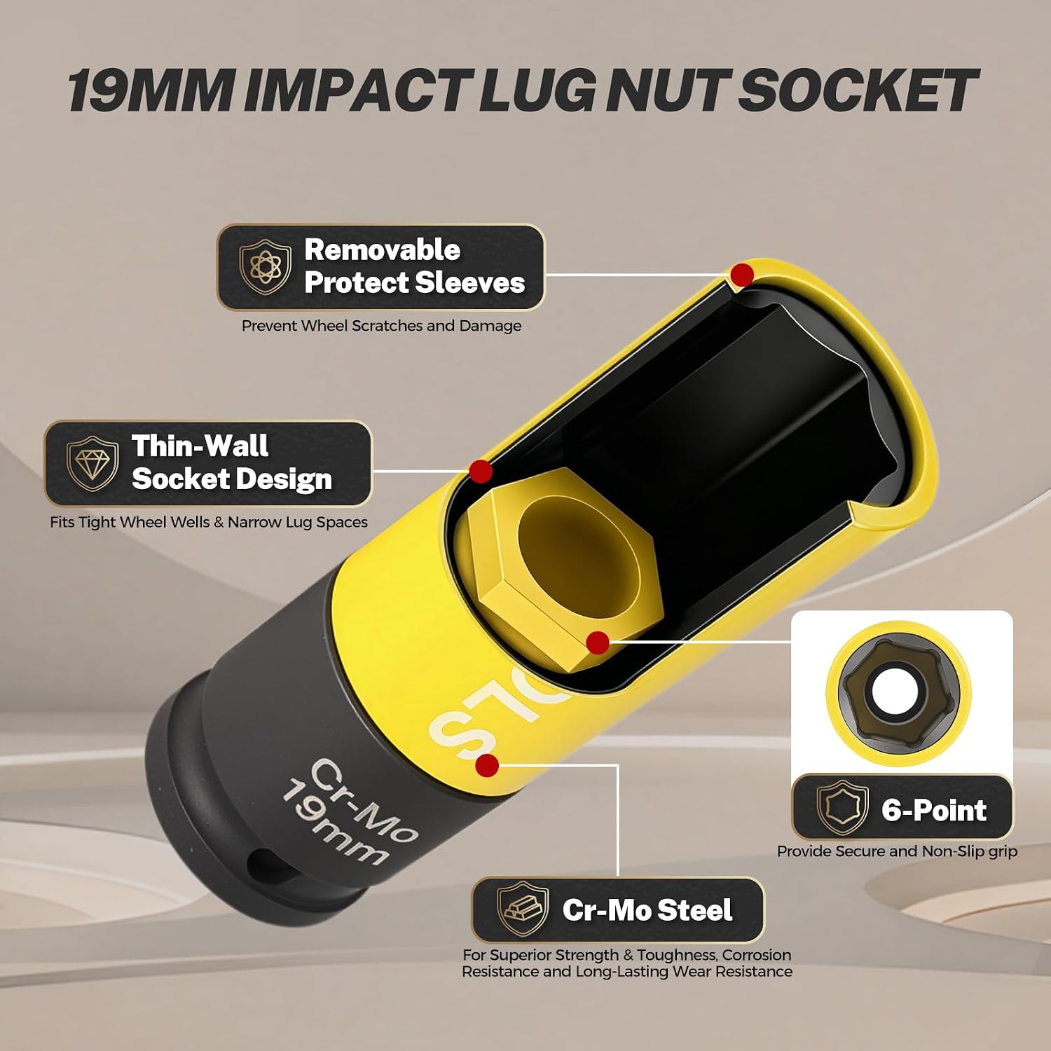19mm Impact Lug Nut Socket — view 4