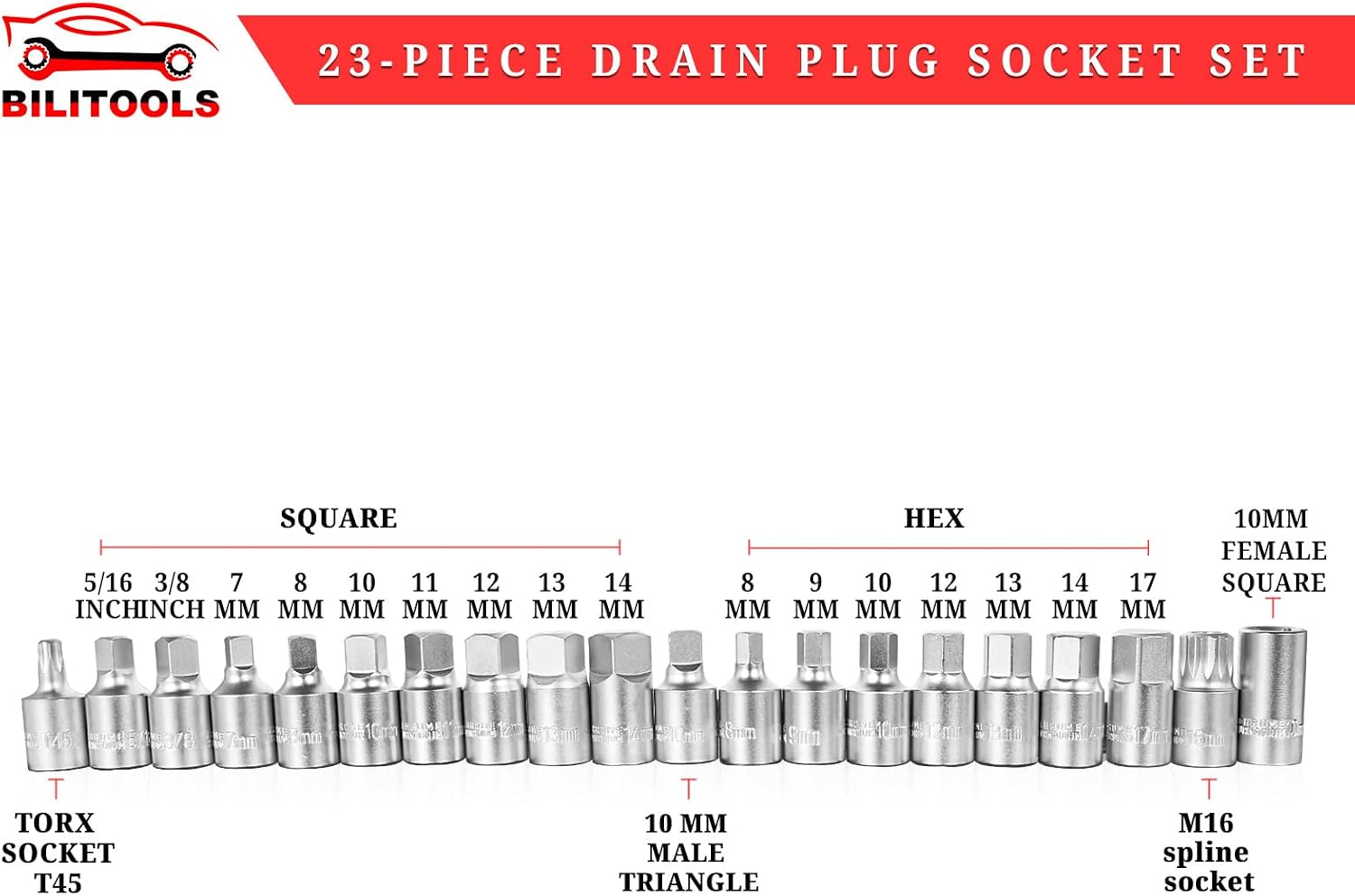 23pcs Drain Plug Socket Set — view 4