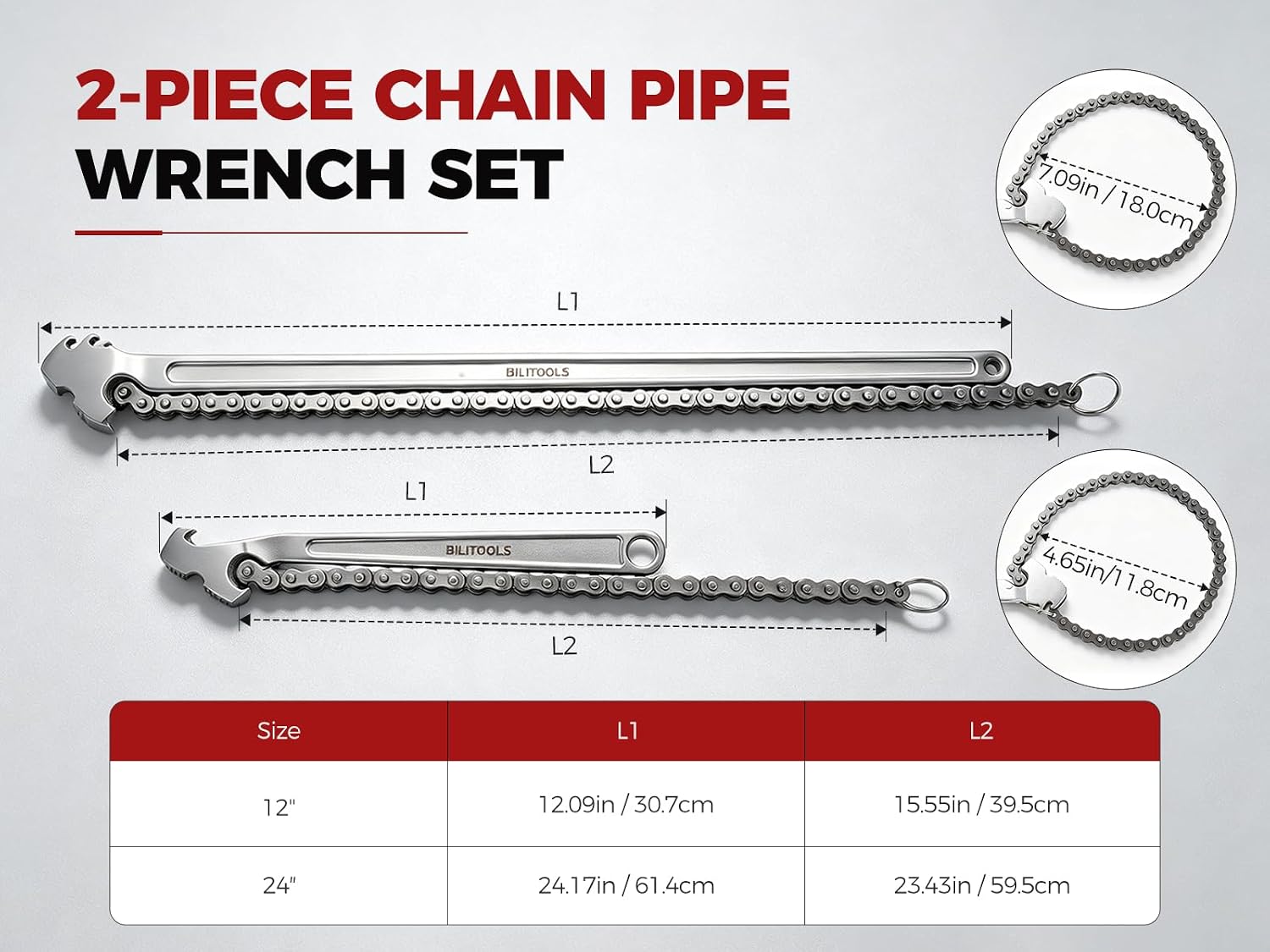 2PCS Chain Pipe Wrench Set — view 3