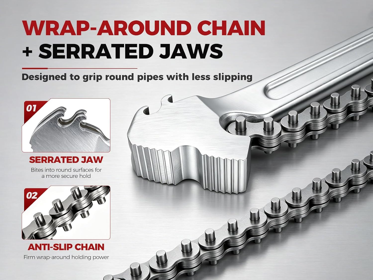 2PCS Chain Pipe Wrench Set — view 4