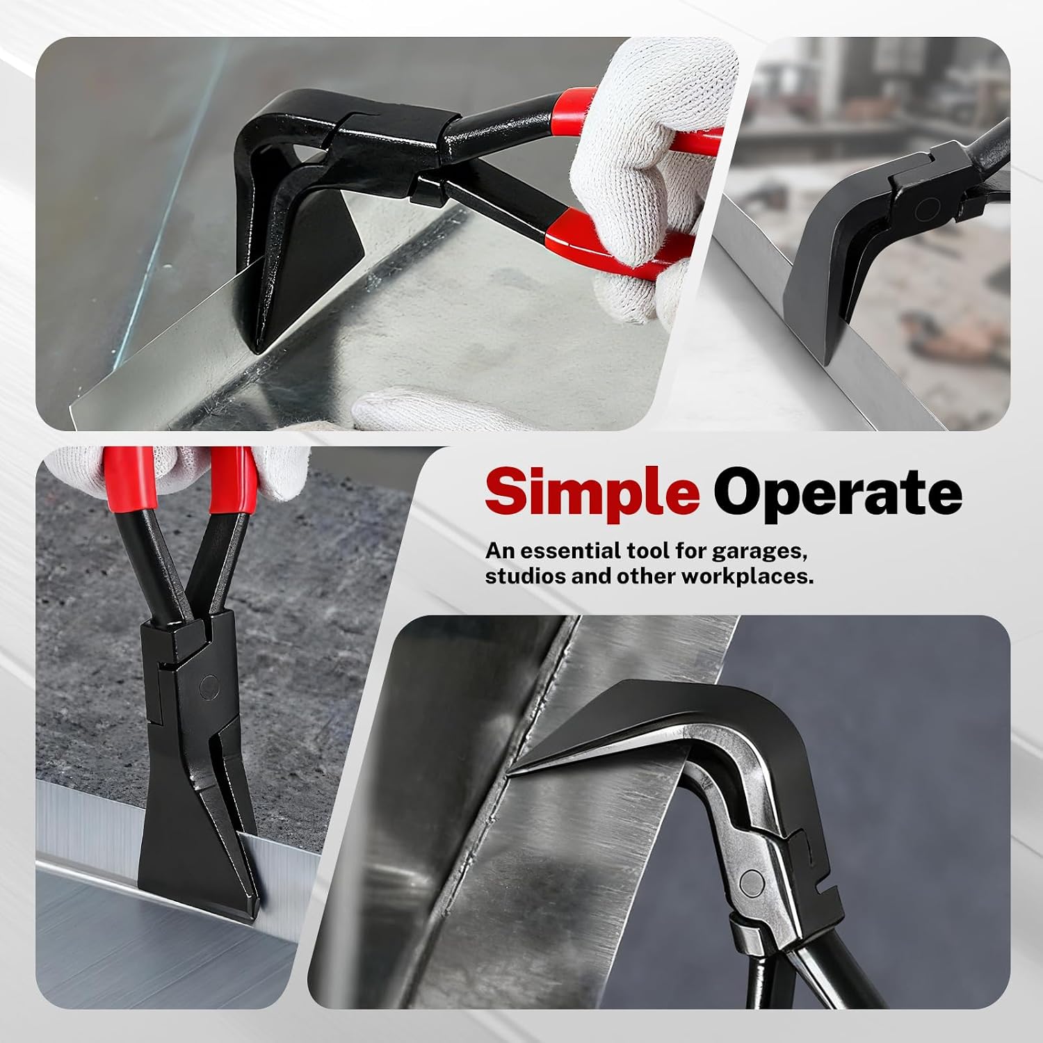 3Pcs Hand Seamer Sheet Metal Bending Pliers Set — view 4