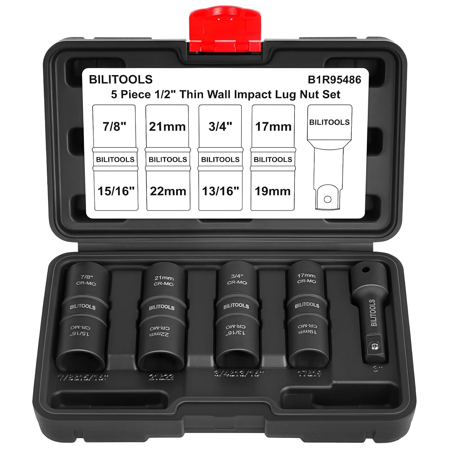 5pc Flip Lug Nut Socket Set — view 2