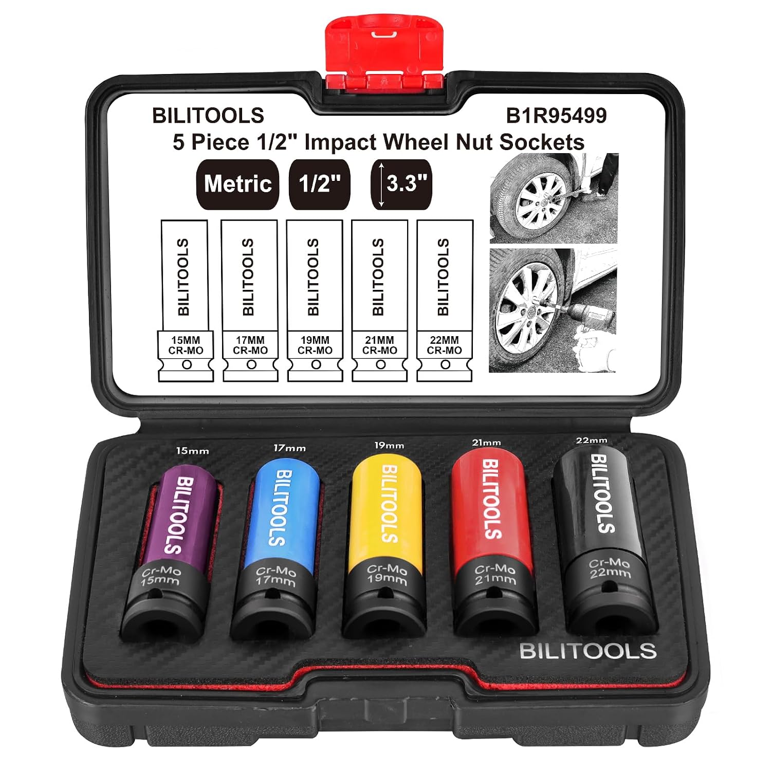 5pcs 1/2’’ Drive Impact Lug Nut Socket Set — view 2