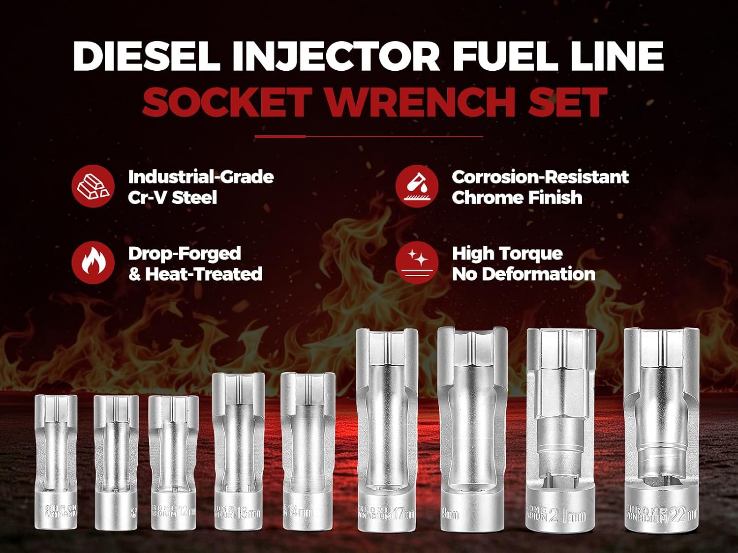 9PCS Diesel Injector Fuel Line Socket Wrench Set — view 4