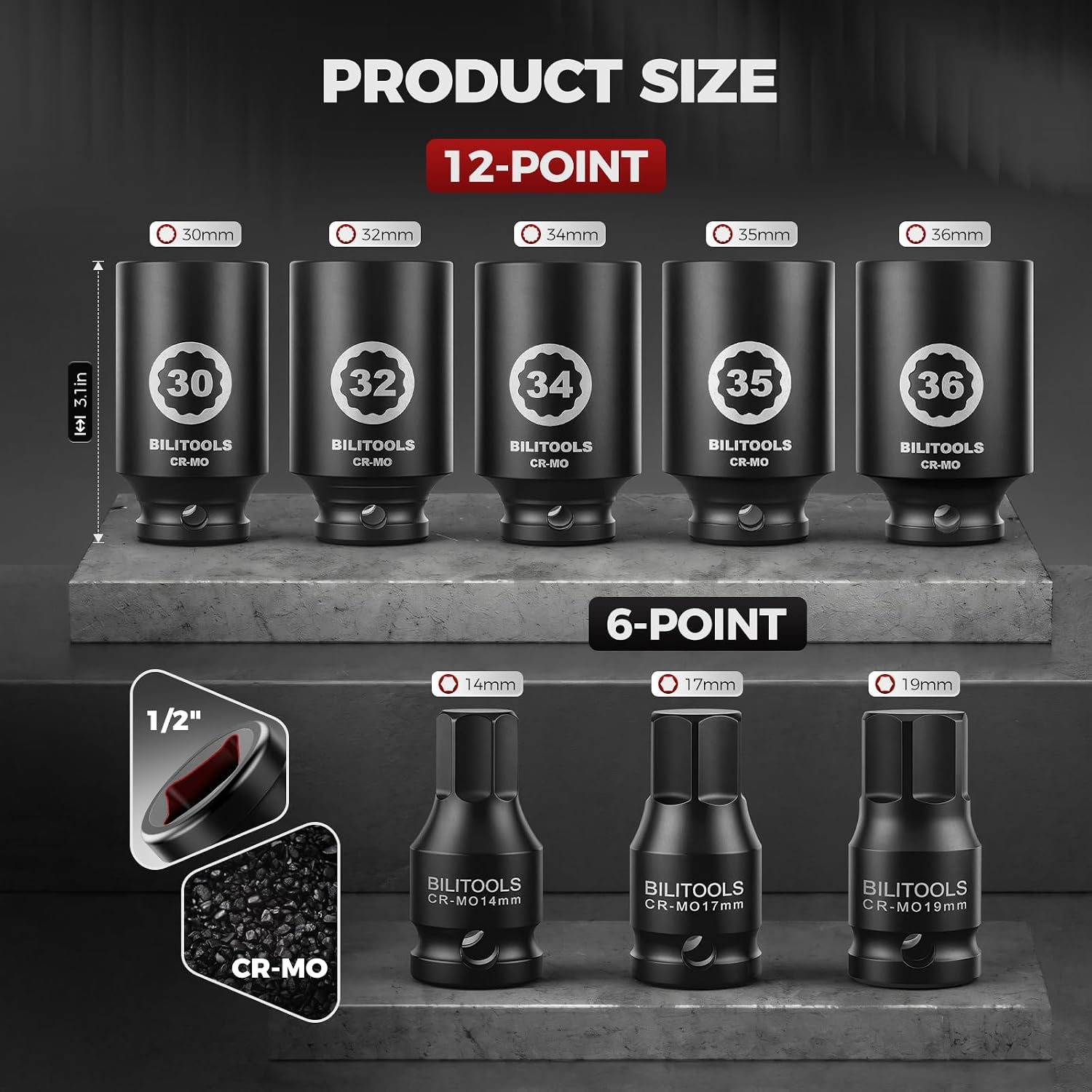 8-Piece Axle Nut Socket Set — view 3