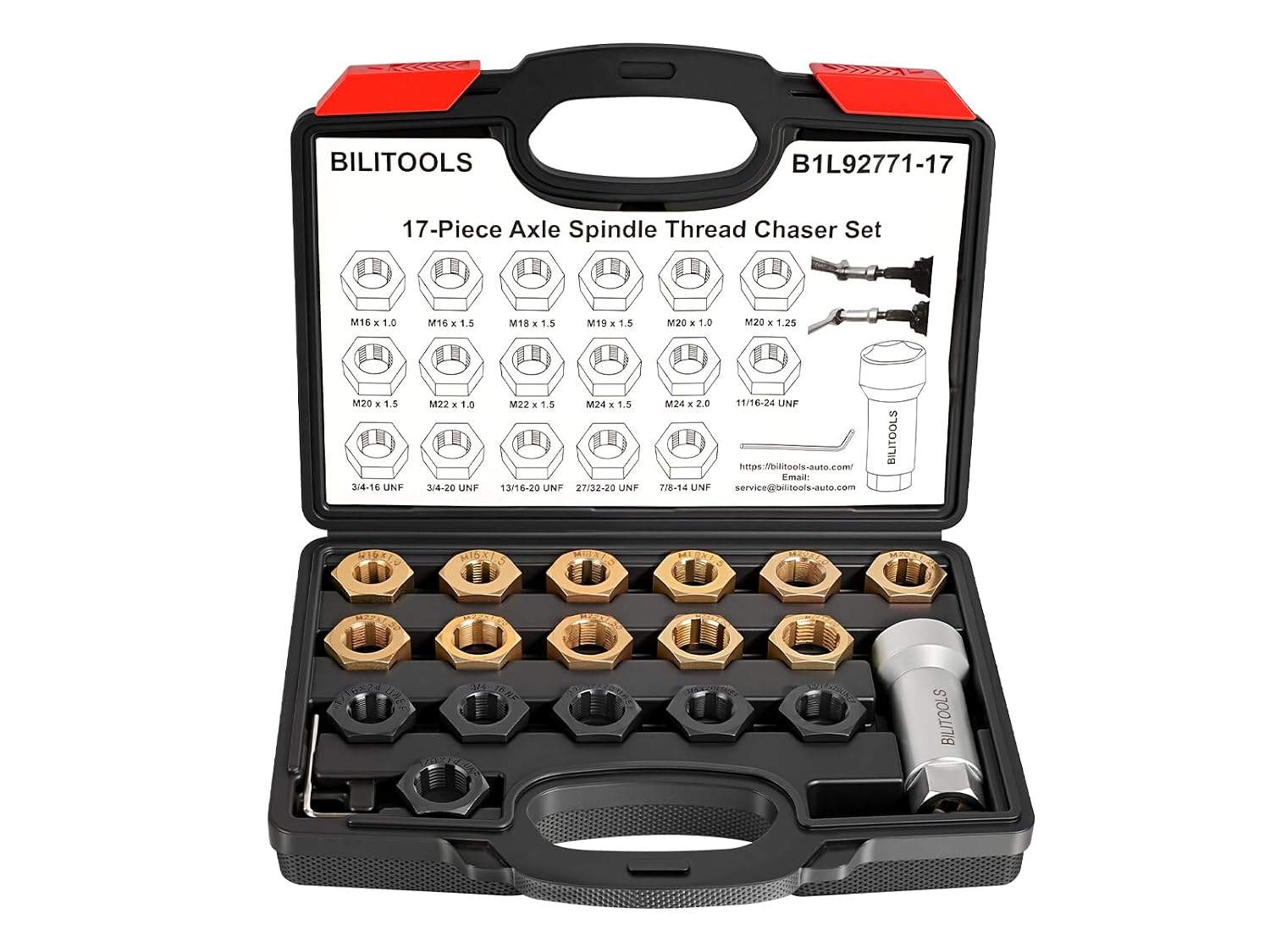 17-Piece Axle Nut Spindle Thread Chaser Set — view 2