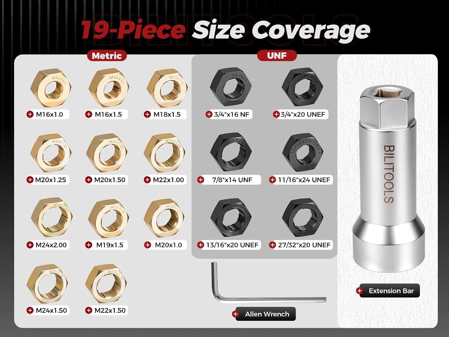 17-Piece Axle Nut Spindle Thread Chaser Set — view 3