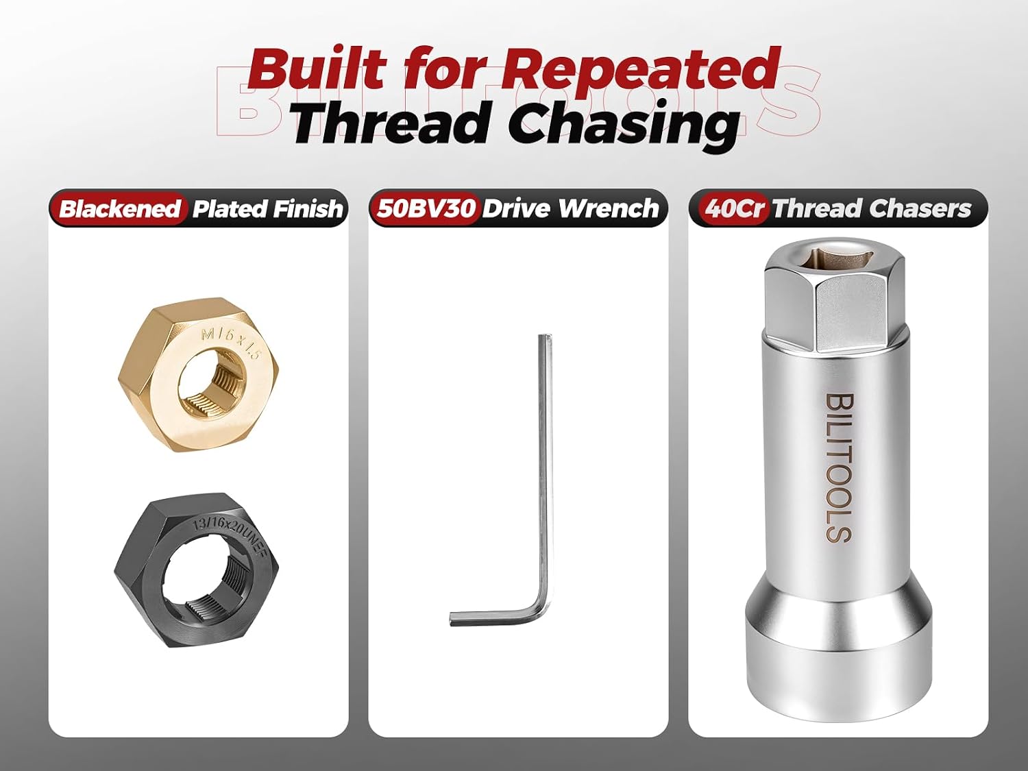 17-Piece Axle Nut Spindle Thread Chaser Set — view 4