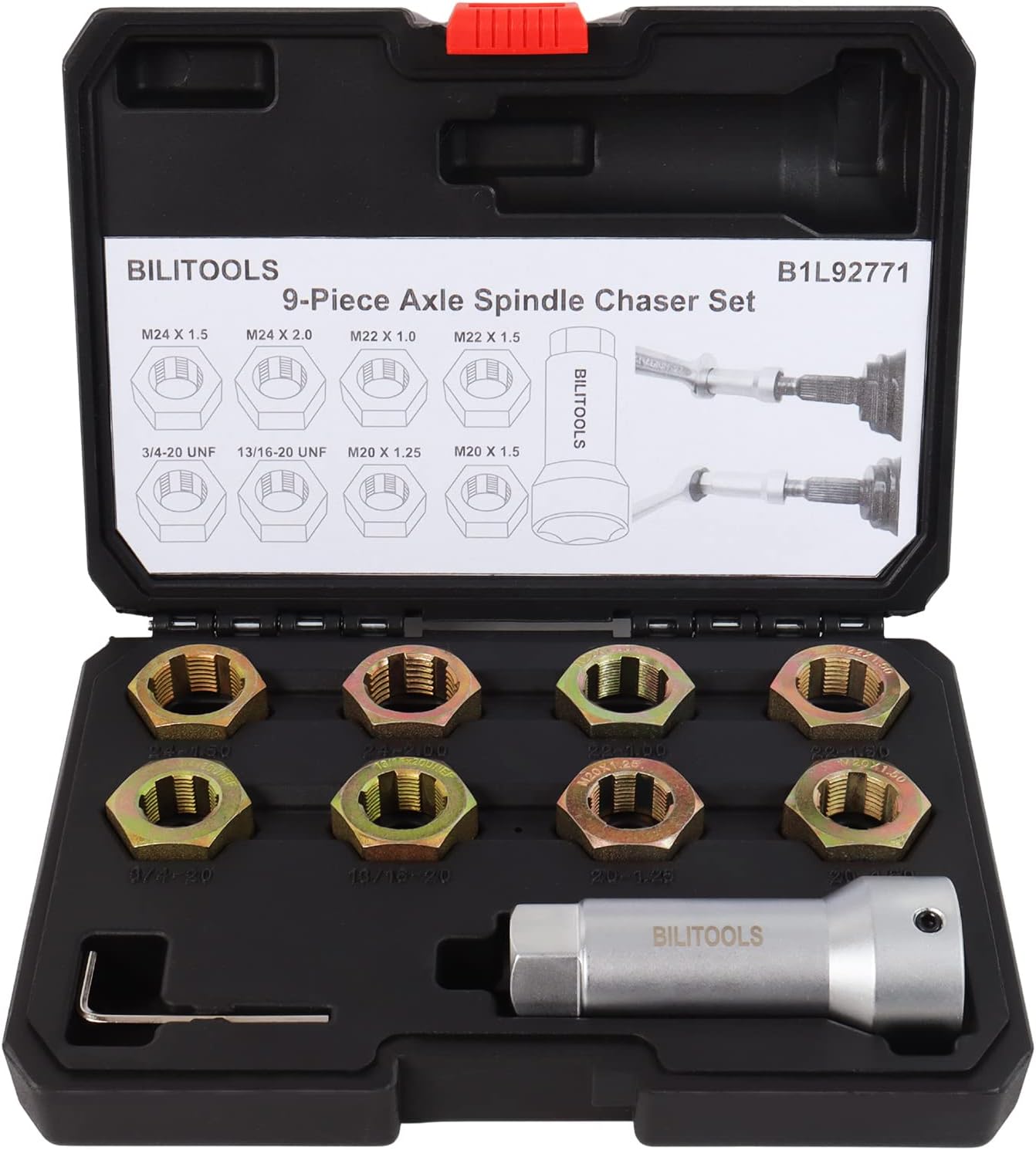 10-Piece Axle Spindle and Wheel Stud Thread Chaser Set — view 2