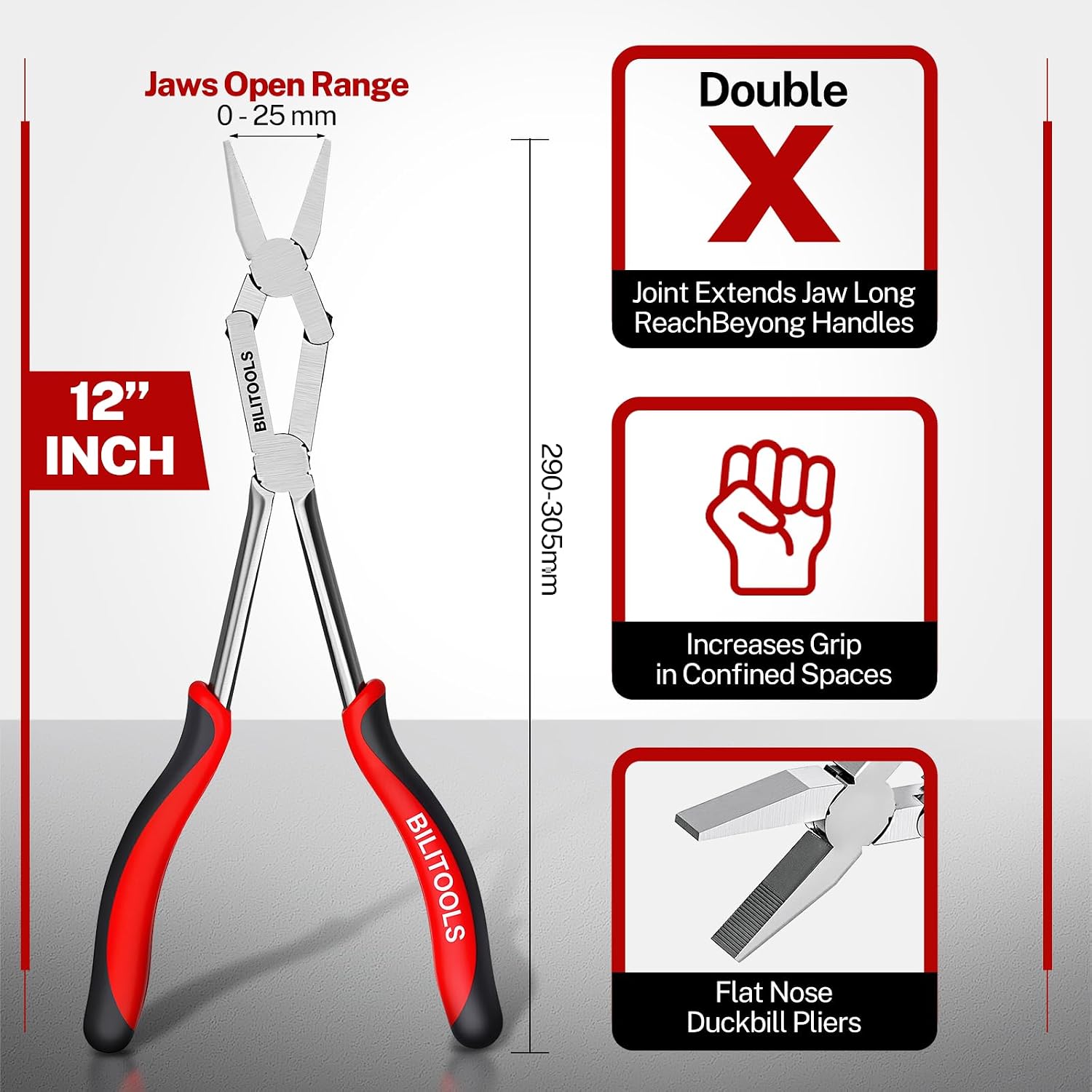 13" Extra Long Flat Nose Pliers — view 3