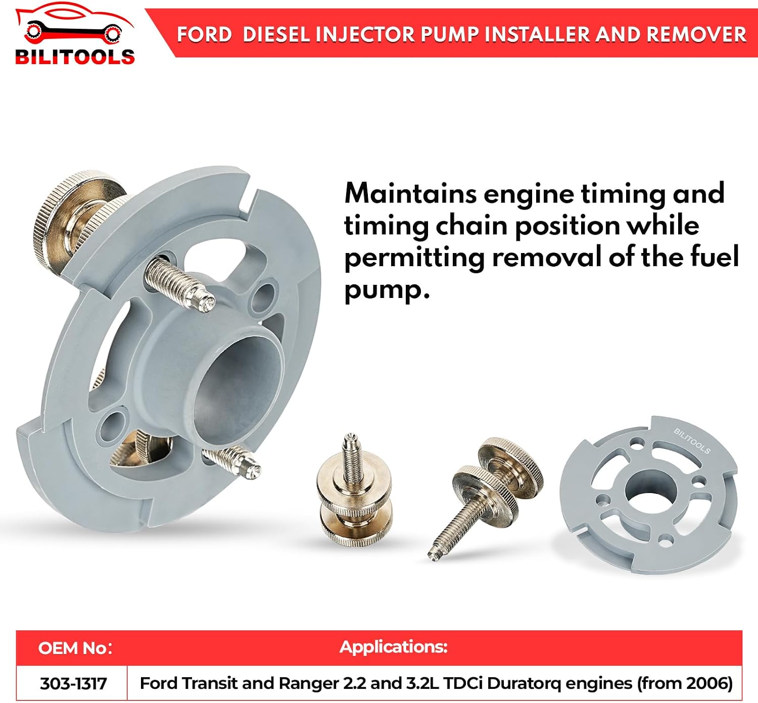 High Pressure Fuel Pump Removal Install Tool Diesel Engine Injector Injection Pump Puller Tool Compatible with Ford Transit 2.0 2.2 2.4 2.5 3.2 L TDCi TDDi Puma Duratorq Power Stroke — view 4
