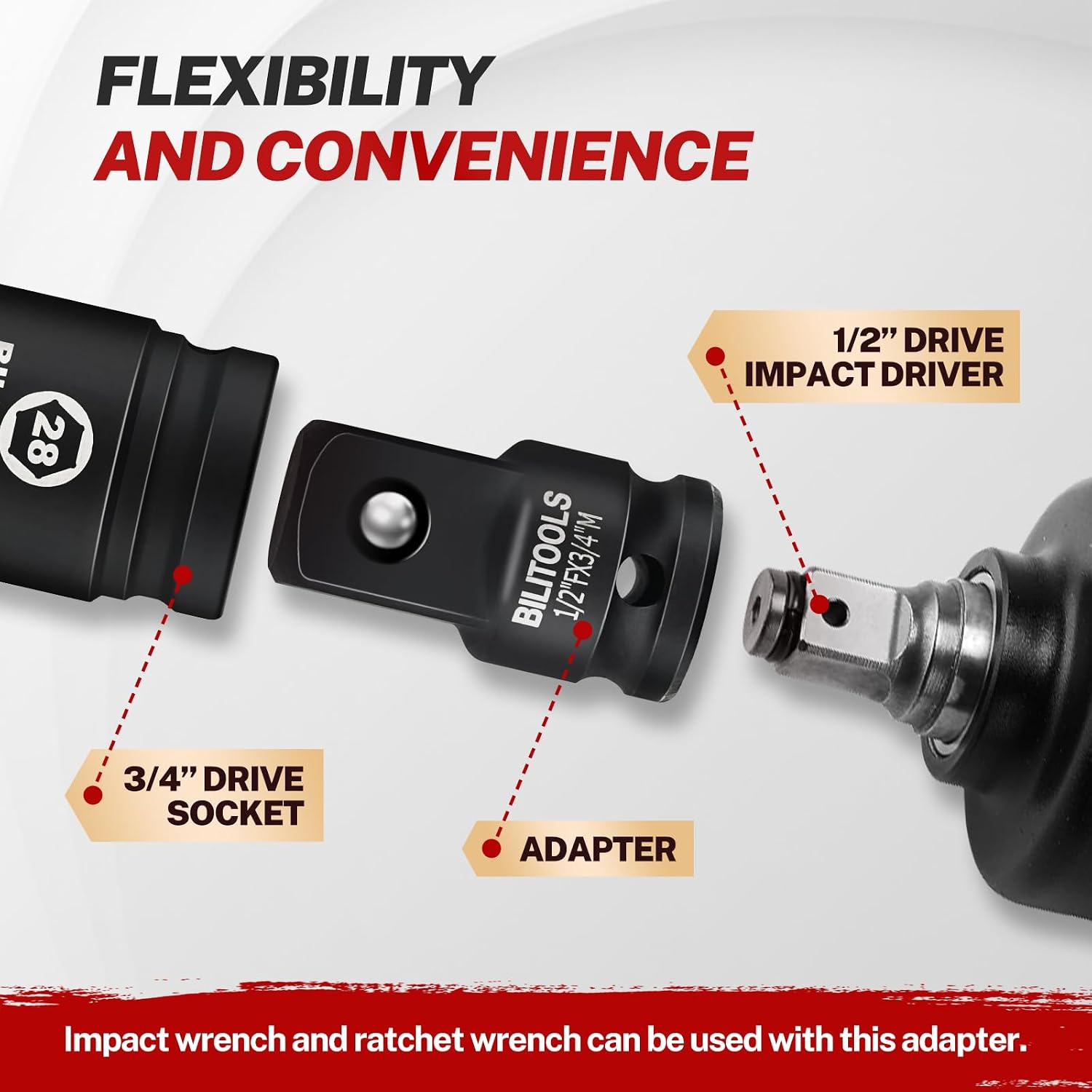 Impact Socket Adapter 1/2" Female x 3/4" Male — view 4