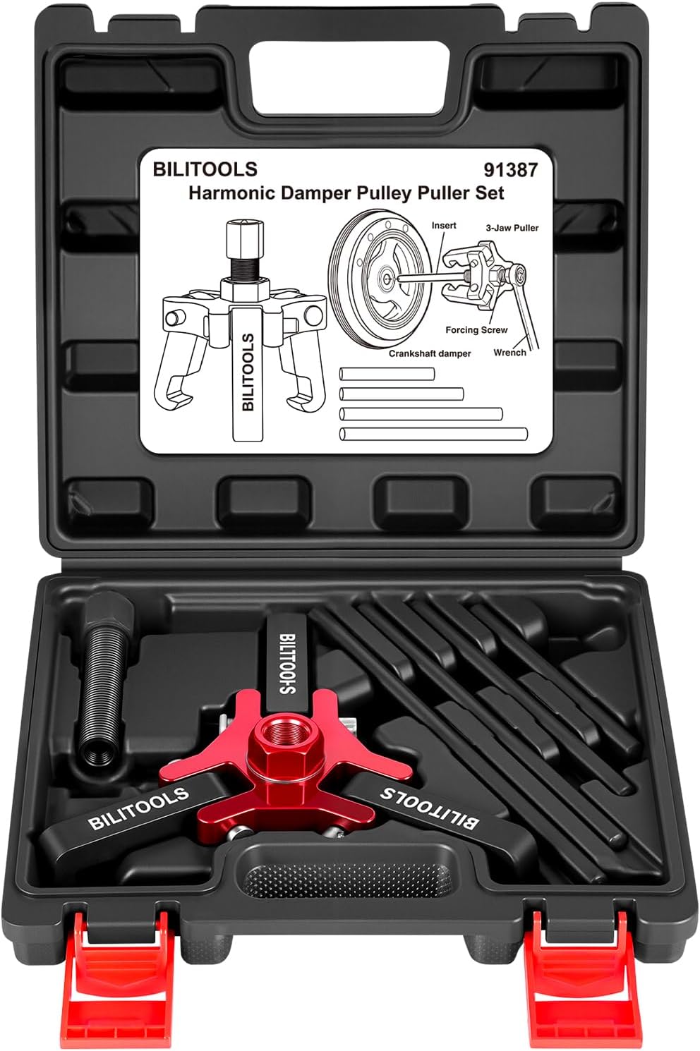 Adjustable 3-Jaw Harmonic Balancer Puller for Crankshaft Dampers — view 2