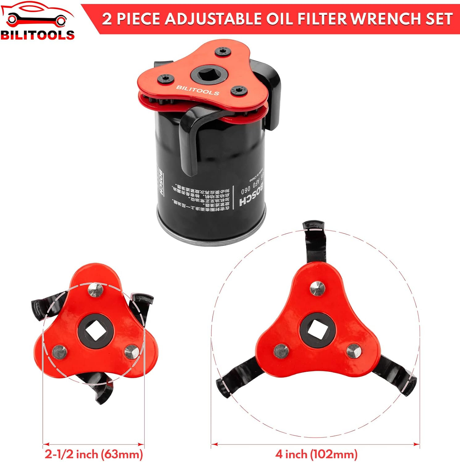 Universal Adjustable 3-Jaw Oil Filter Wrench — view 3