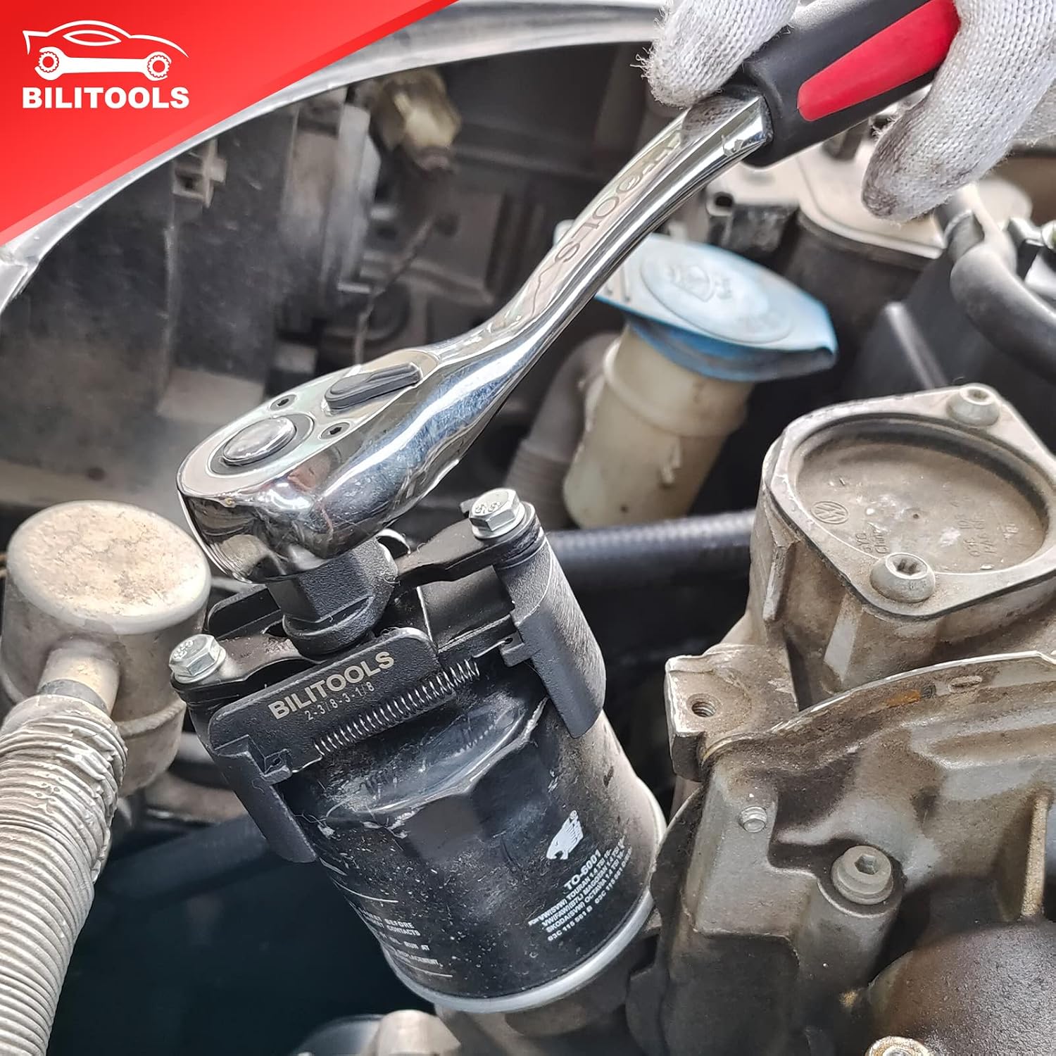 Universal Adjustable Oil Filter Wrench with Auto-Clamp Spring — view 3
