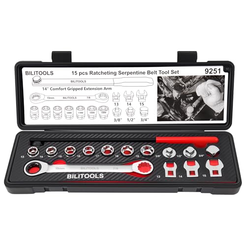 15-Piece Universal Ratcheting Serpentine Belt Tool Set