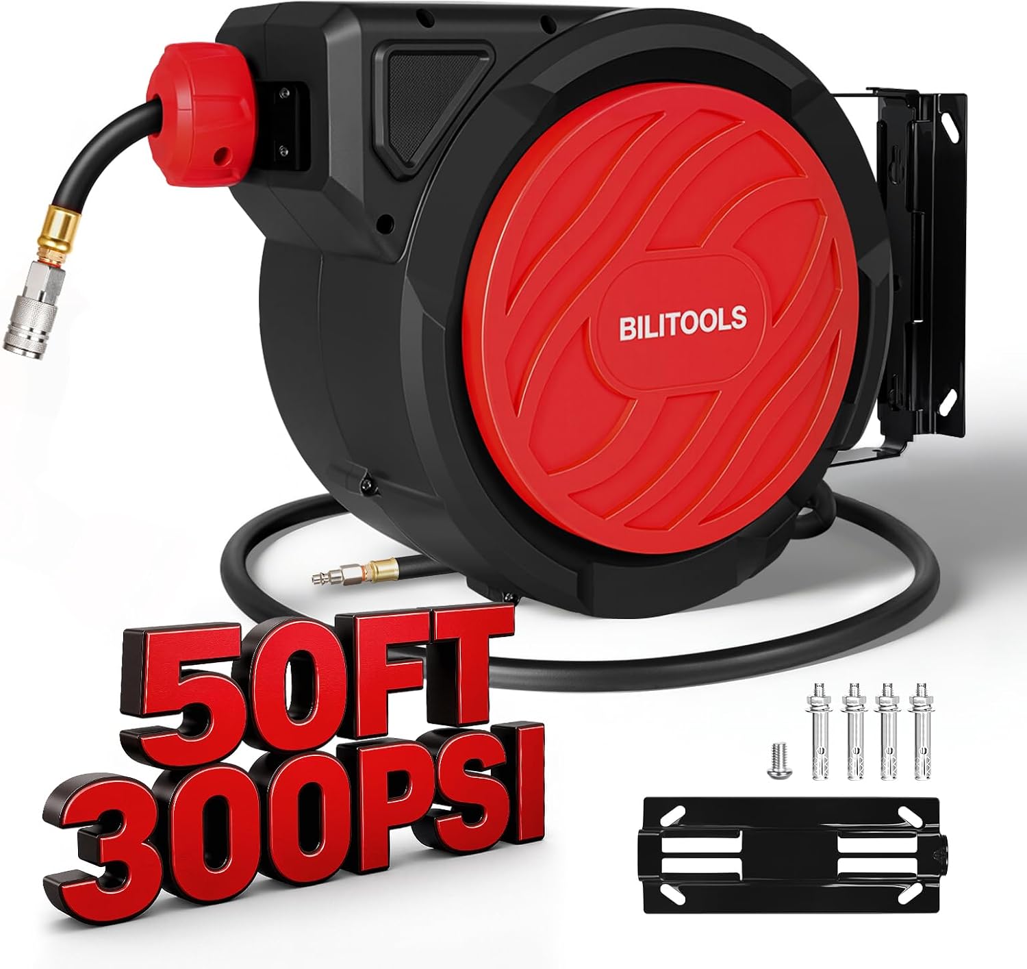 Retractable Air Hose Reel 3/8" x 50FT Max 300PSI Auto Rewind — view 2