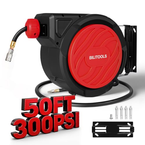 Retractable Air Hose Reel 3/8" x 50FT Max 300PSI Auto Rewind