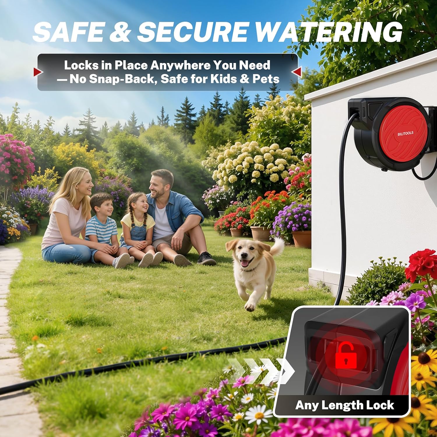 Retractable Garden Water Hose Reel 5/8" x 50 ft Wall Mount — view 4