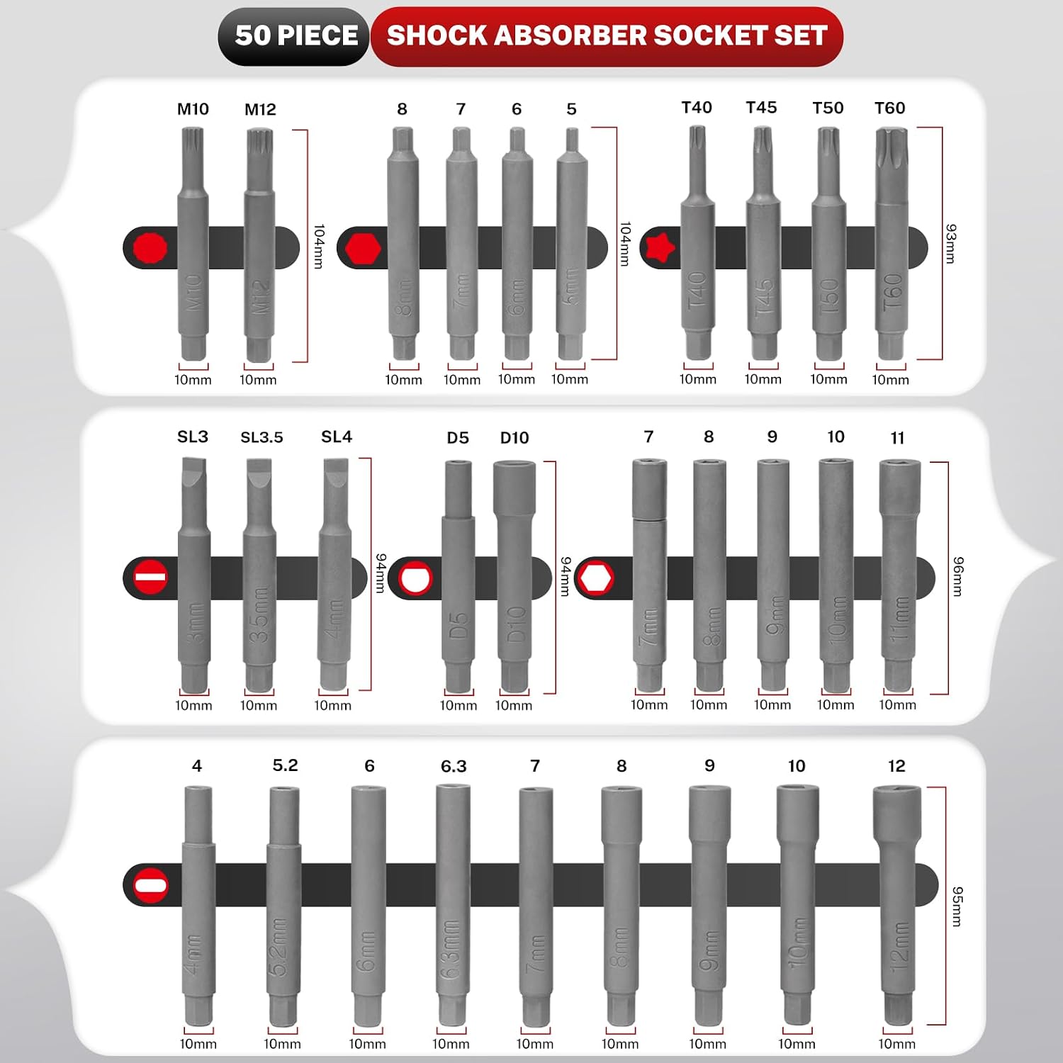 50-Piece Shock Absorber Strut Nut Socket Set — view 4
