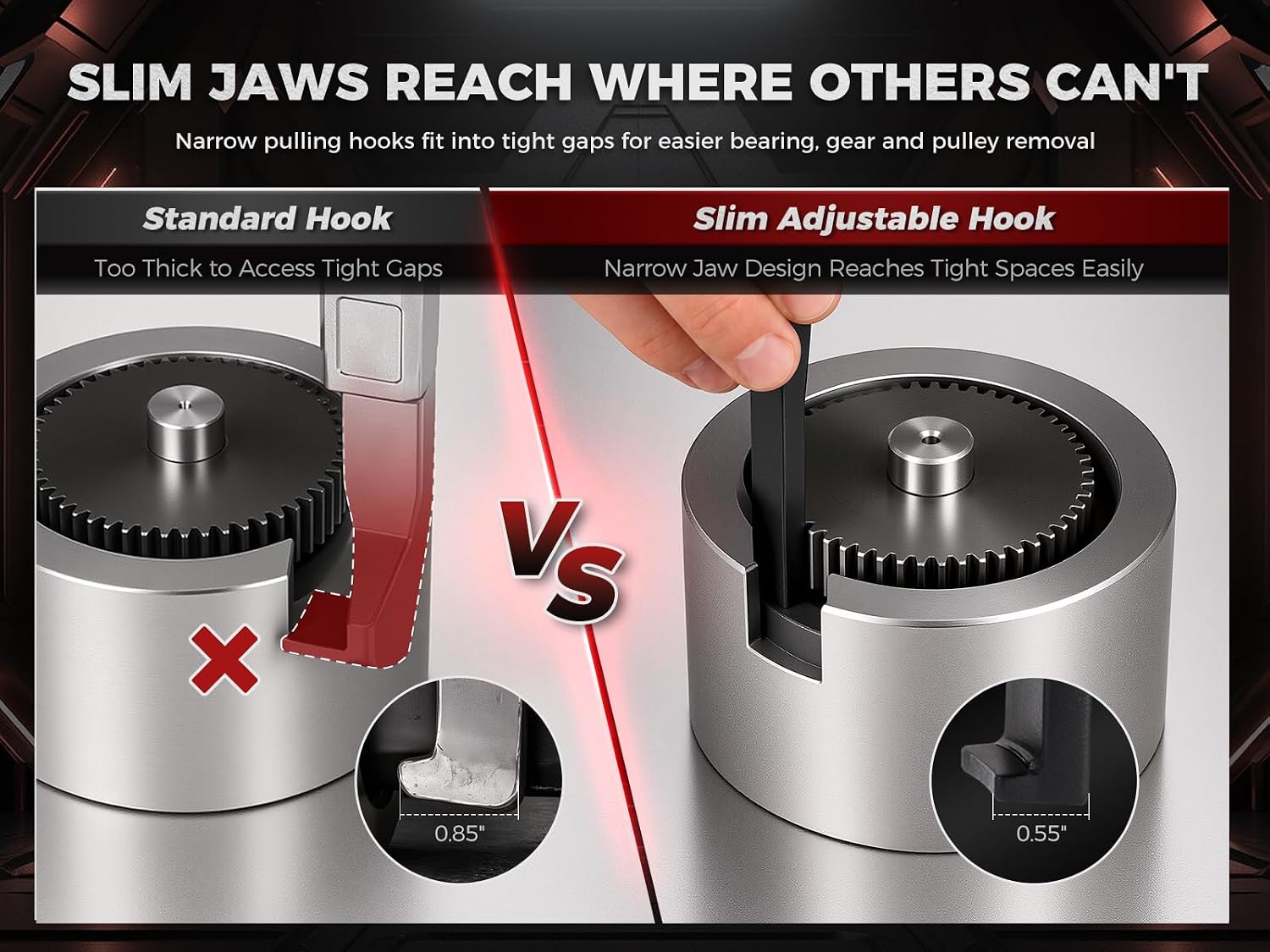 5" Adjustable Slim 2 Jaw Gear Puller — view 4