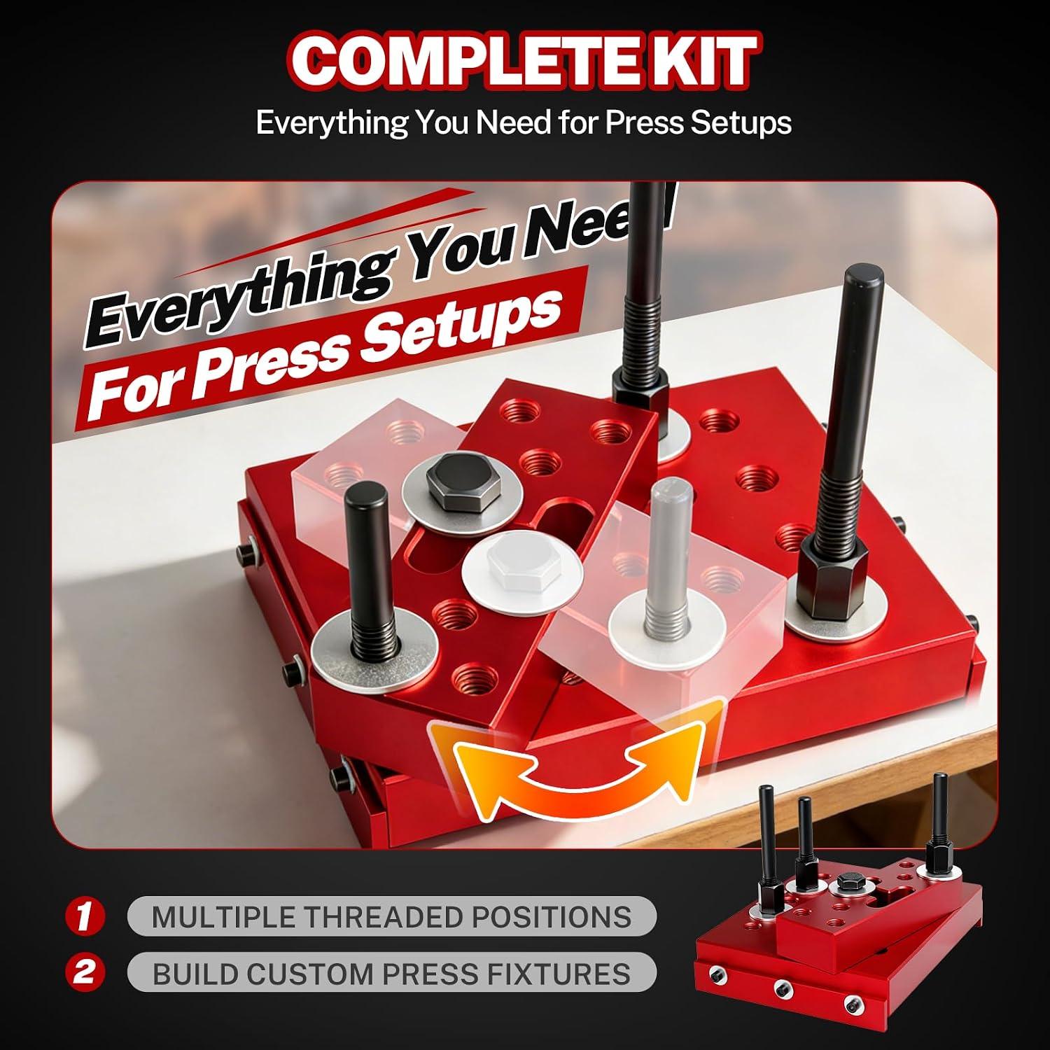 Universal 30 Ton Hydraulic Shop Press Support Block Plate Kit — view 4